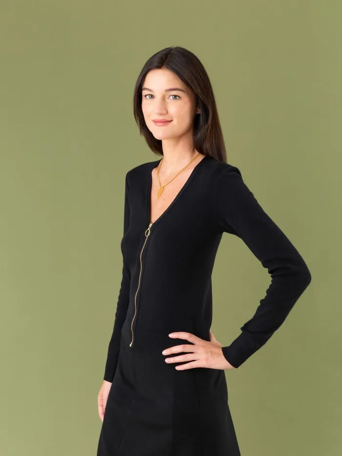 Women Agns B Jumpers Black Diane Cotton Zipup Cardigan
