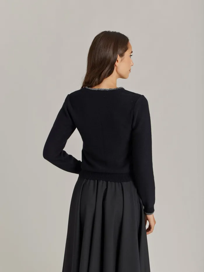 Women Agns B Jumpers Black Merino Wool Jersey Feston Jumper