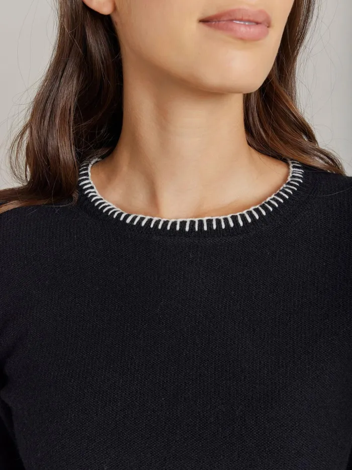 Women Agns B Jumpers Black Merino Wool Jersey Feston Jumper