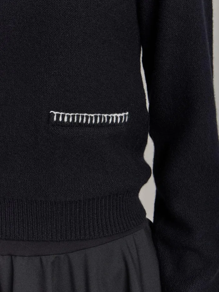 Women Agns B Jumpers Black Merino Wool Jersey Feston Jumper