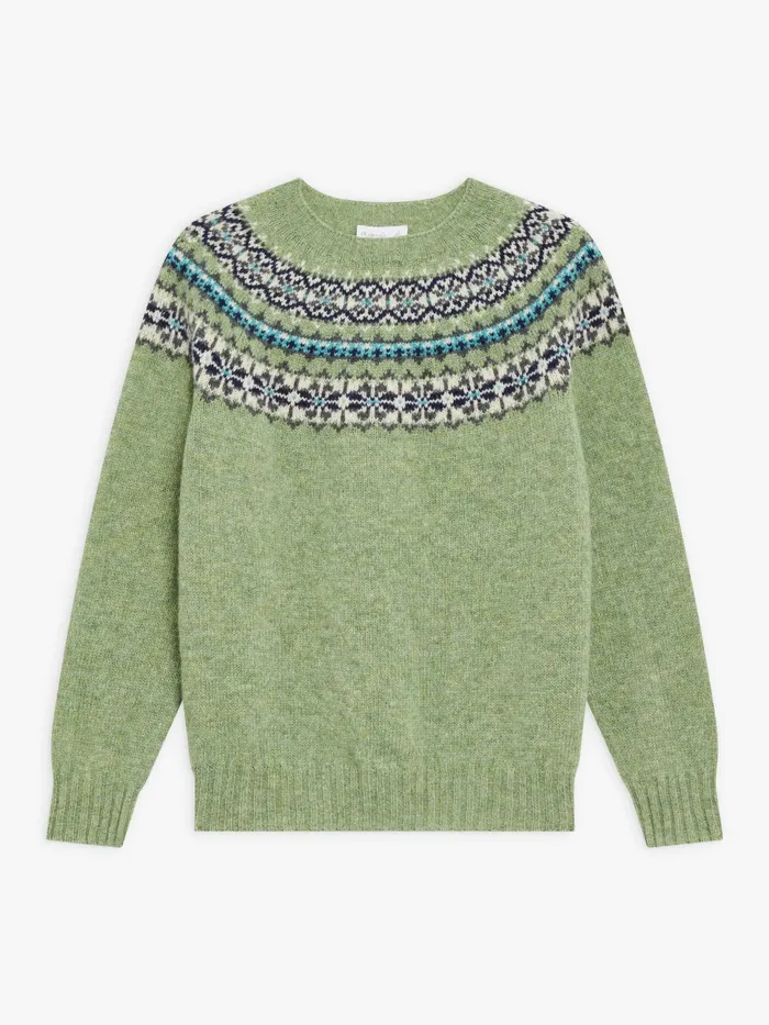 Women Agns B Jumpers Green Wool Jacquard Scotland Jumper