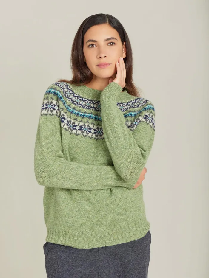Women Agns B Jumpers Green Wool Jacquard Scotland Jumper