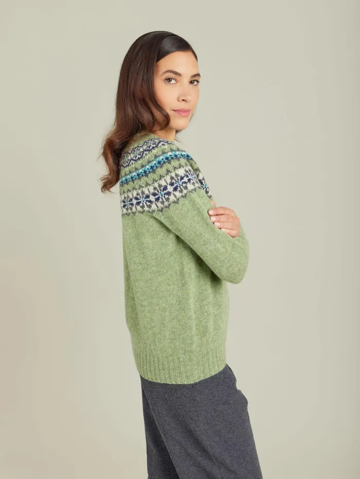 Women Agns B Jumpers Green Wool Jacquard Scotland Jumper