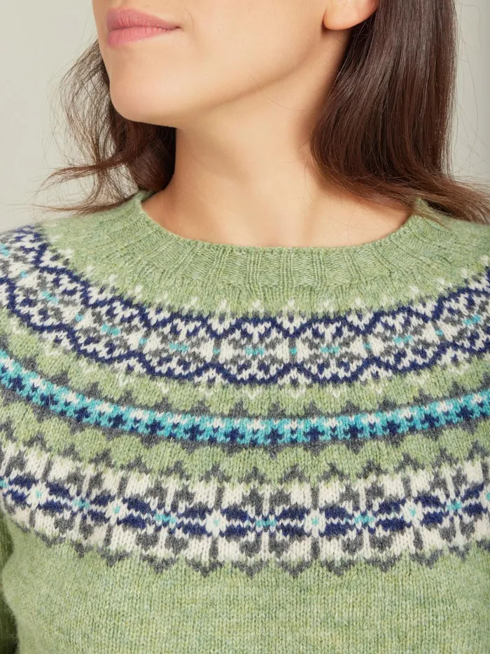 Women Agns B Jumpers Green Wool Jacquard Scotland Jumper