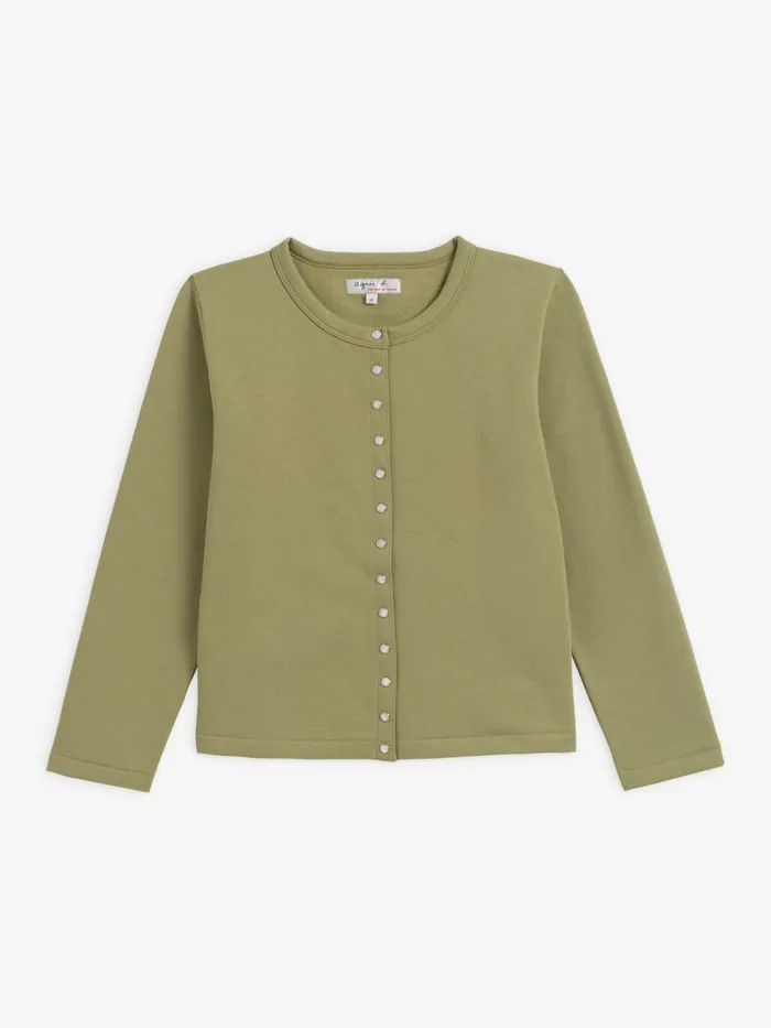 Women Agns B Jumpers Khaki Le Petit Cotton Fleece Cardigan