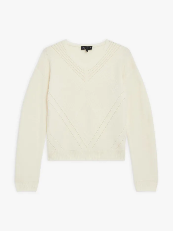 Women Agns B Jumpers White Merino Wool Jersey Sugar Jumper