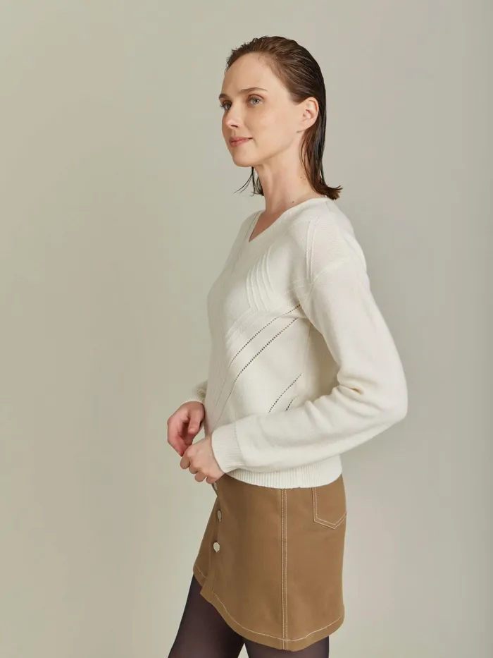Women Agns B Jumpers White Merino Wool Jersey Sugar Jumper