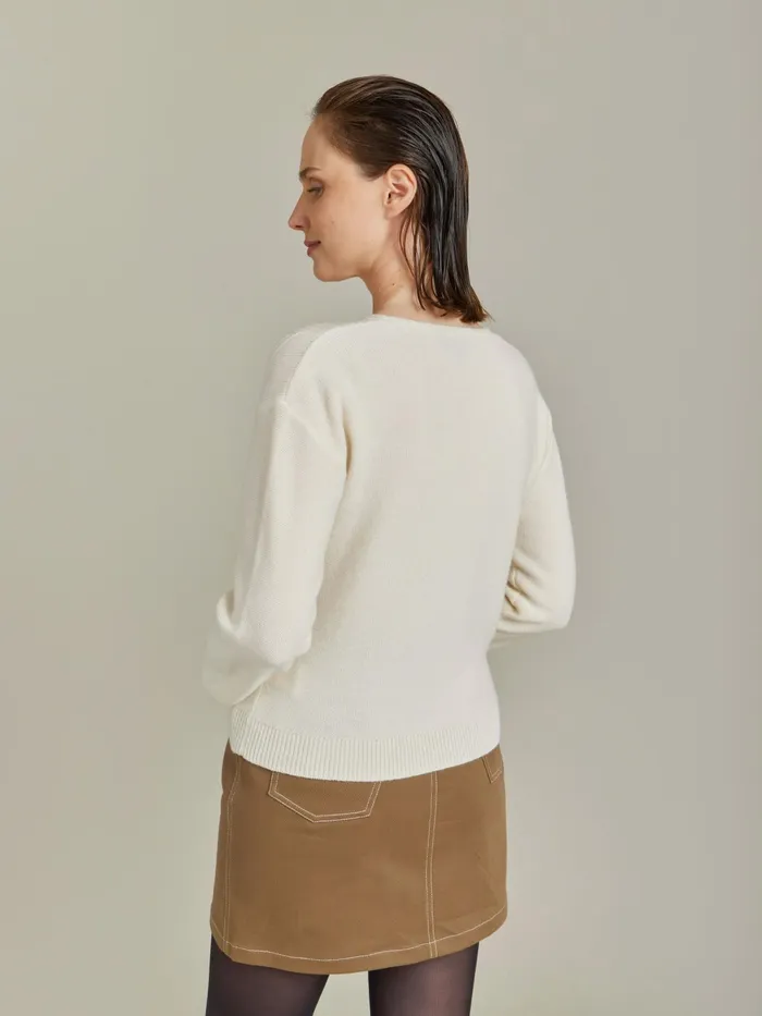Women Agns B Jumpers White Merino Wool Jersey Sugar Jumper