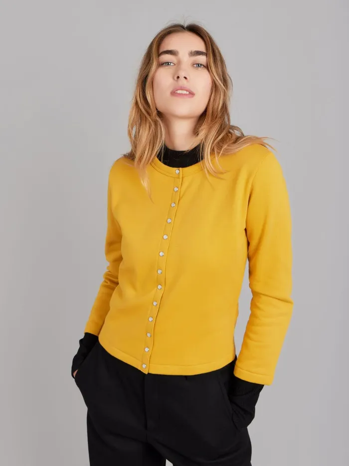 Women Agns B Jumpers Yellow Le Petit Cotton Fleece Cardigan