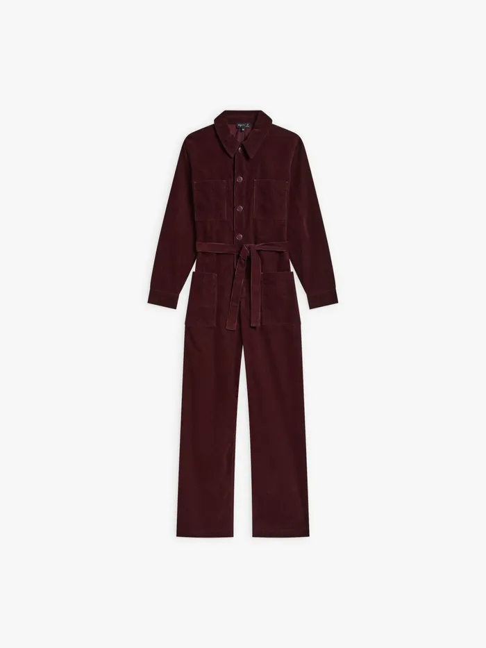 Women Agns B Jumpsuits Burgundy Velvet Jumpsuit