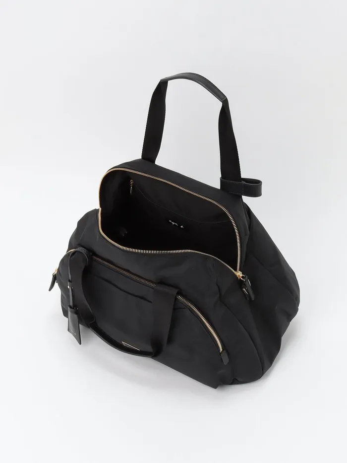 Women Agns B Large Bags and Totes Black Boston Nylon Travel Bag