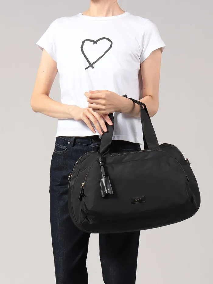 Women Agns B Large Bags and Totes Black Boston Nylon Travel Bag