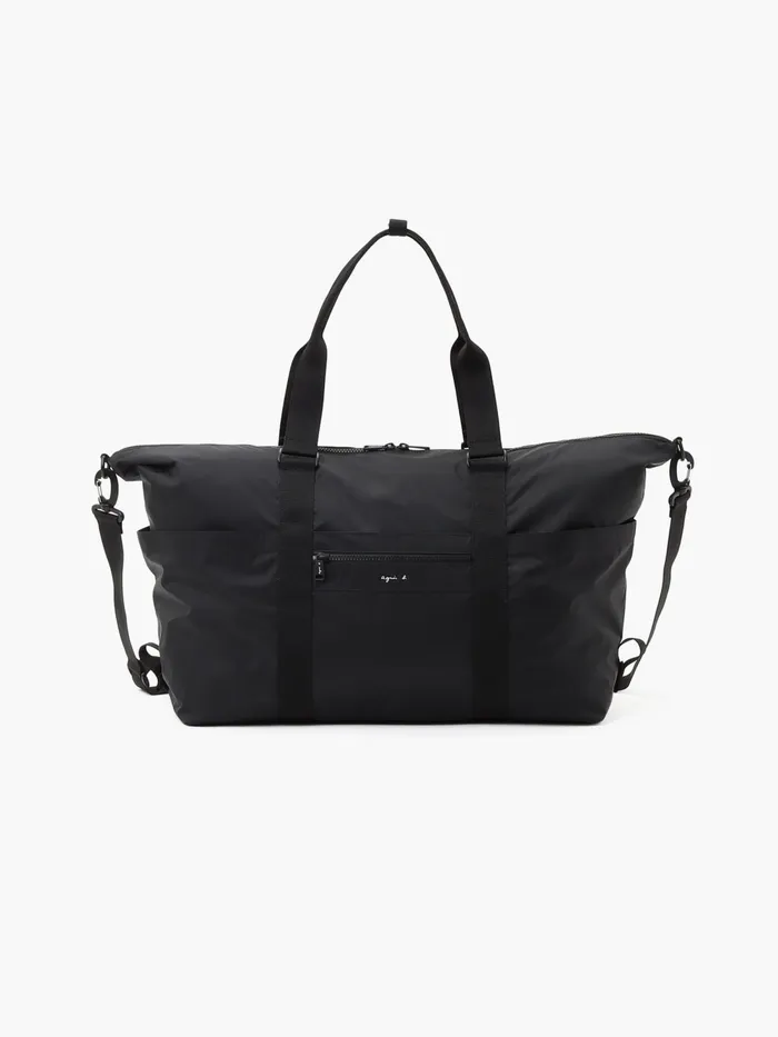 Women Agns B Large Bags and Totes Black Nylon Shopping Bag With Pockets