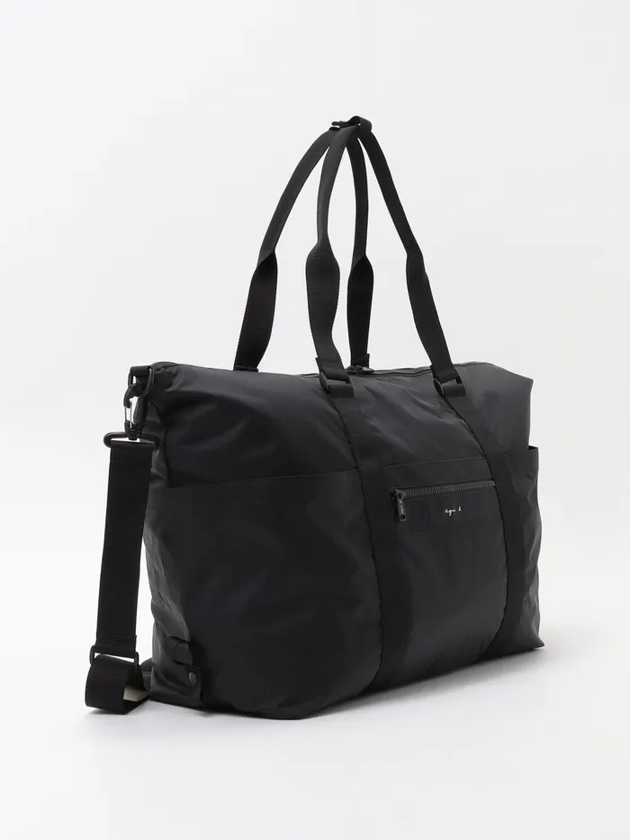Women Agns B Large Bags and Totes Black Nylon Shopping Bag With Pockets