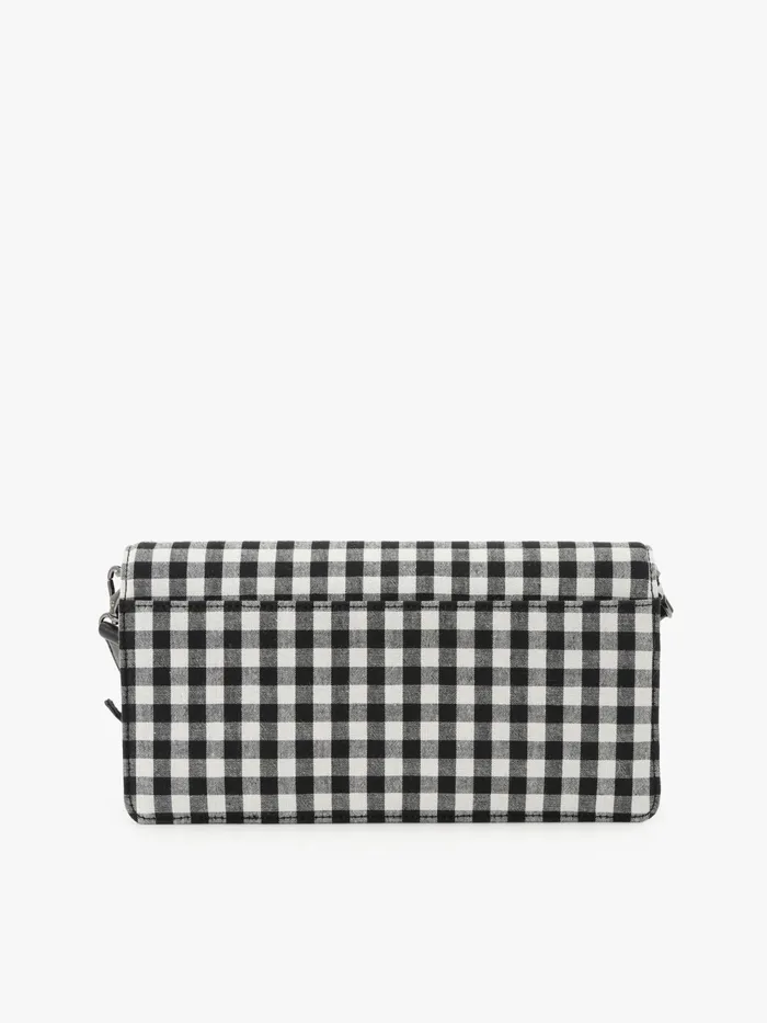 Women Agns B Shoulder Bags Black Cotton Gingham Print Clutch