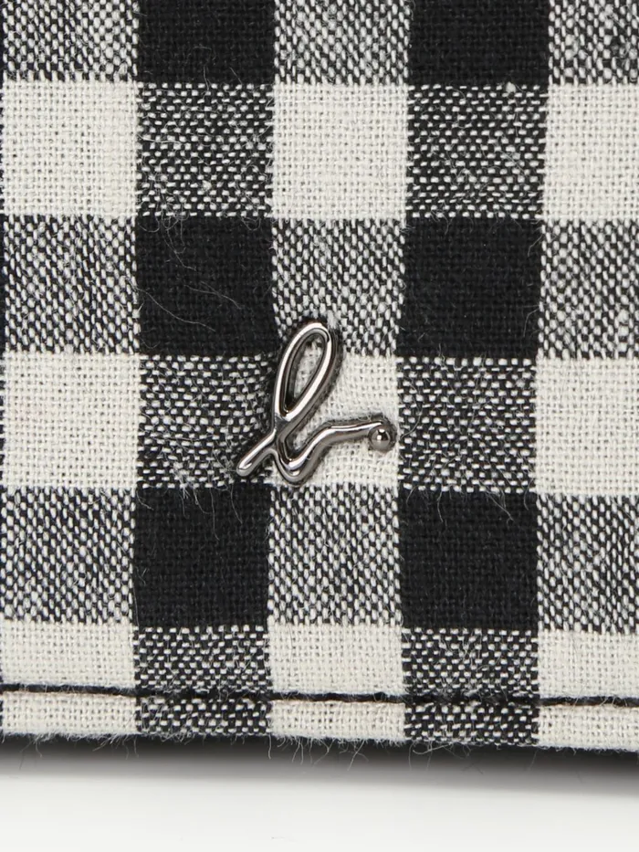 Women Agns B Shoulder Bags Black Cotton Gingham Print Clutch