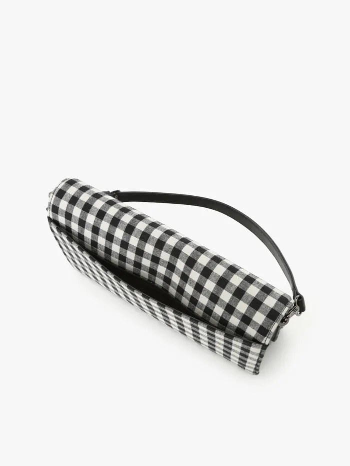 Women Agns B Shoulder Bags Black Cotton Gingham Print Clutch