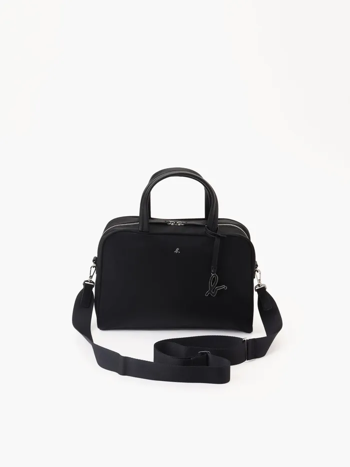 Women Agns B Shoulder Bags Black Nylon Bag With Leather Handles