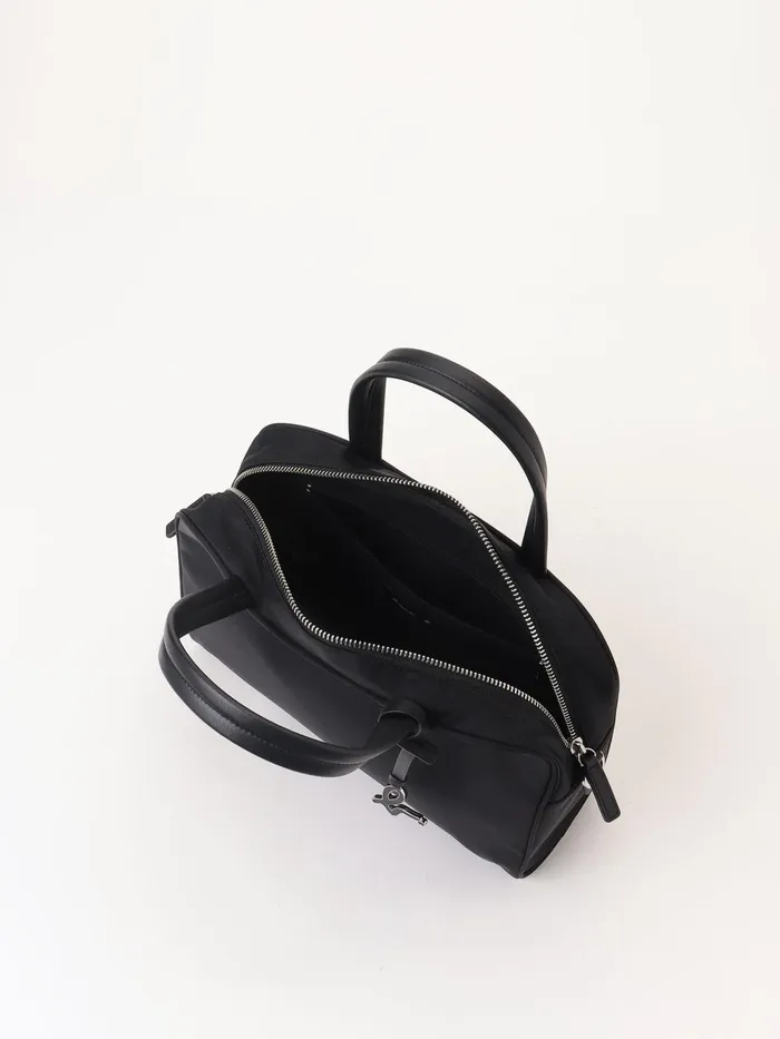 Women Agns B Shoulder Bags Black Nylon Bag With Leather Handles