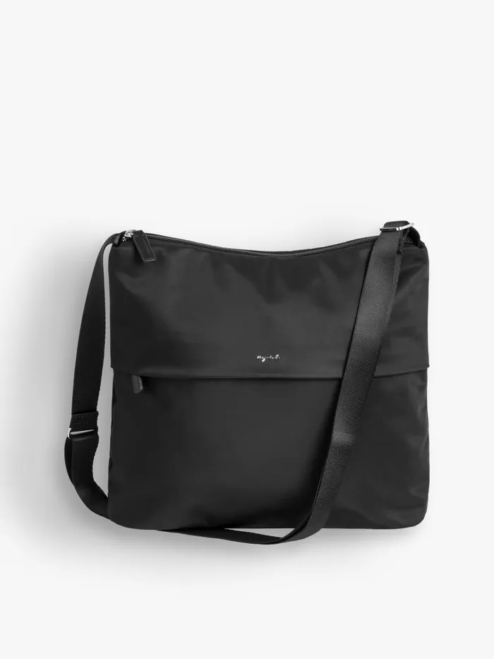 Women Agns B Shoulder Bags Black Zipped Nylon Shoulder Bag