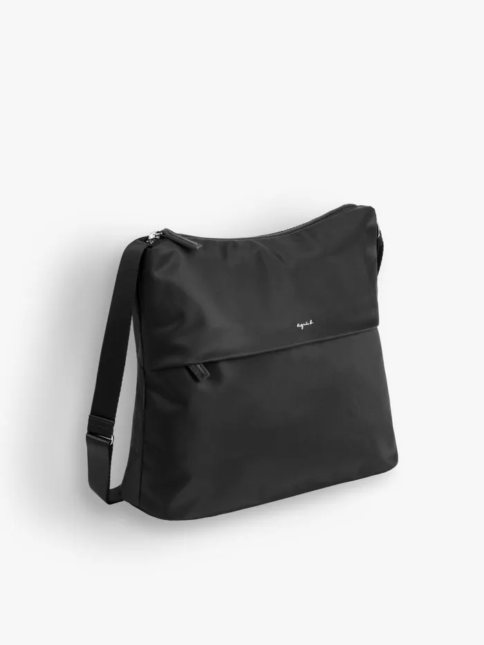 Women Agns B Shoulder Bags Black Zipped Nylon Shoulder Bag