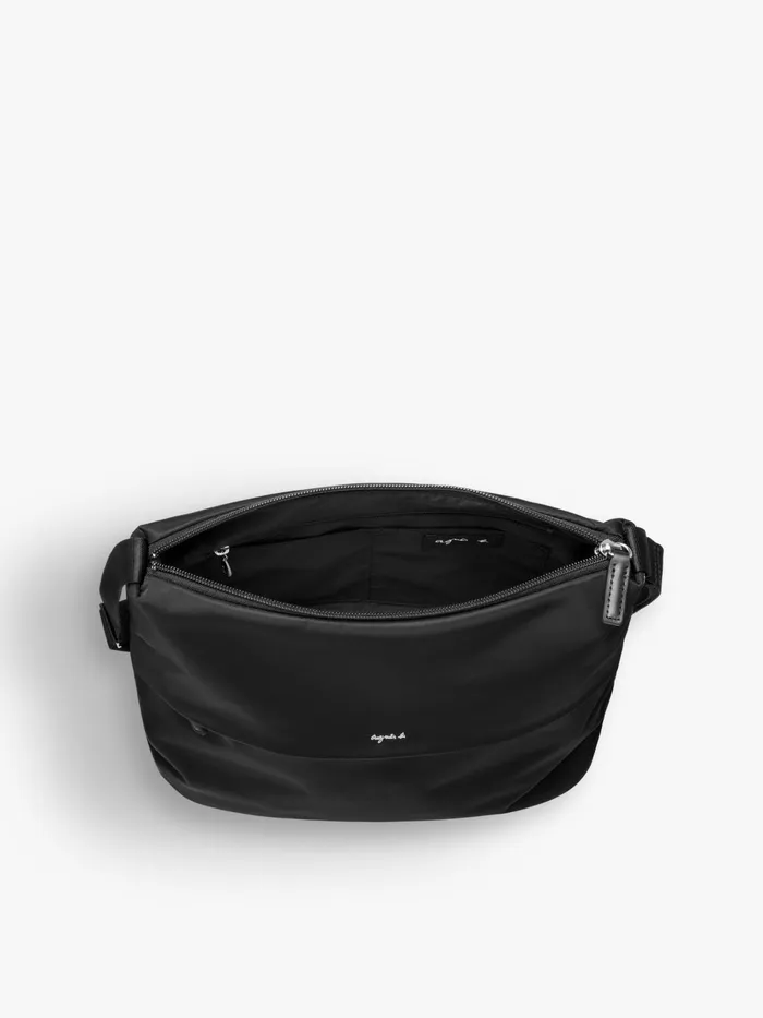 Women Agns B Shoulder Bags Black Zipped Nylon Shoulder Bag