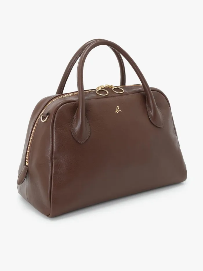 Women Agns B Shoulder Bags Brown Leather Boston Bag