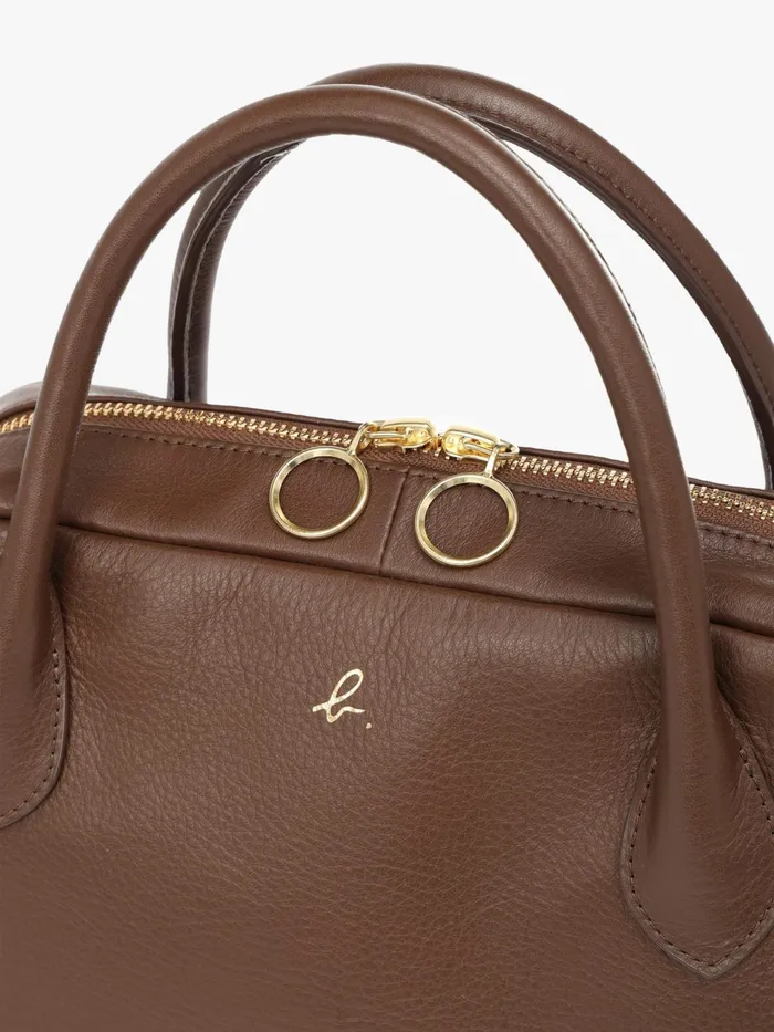 Women Agns B Shoulder Bags Brown Leather Boston Bag