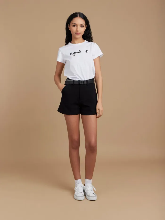 Women Agns B Skirts and Shorts Black Cotton Flora Shorts