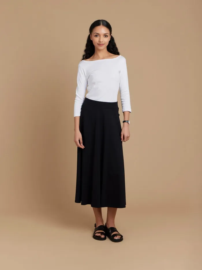 Women Agns B Skirts and Shorts Black Cotton Long Milaine Skirt