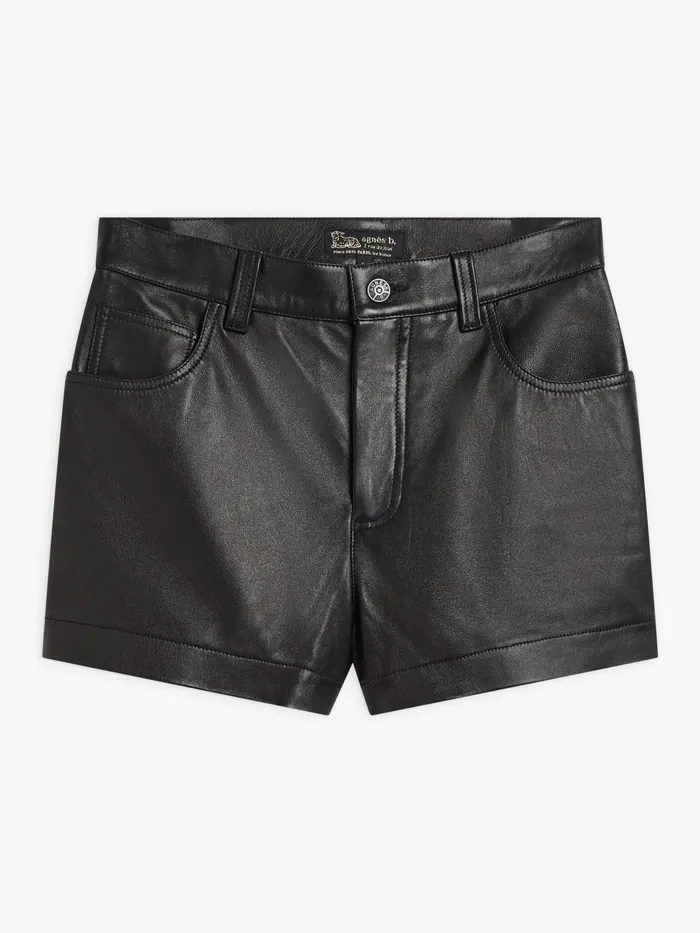 Women Agns B Skirts and Shorts Black Leather Shorts