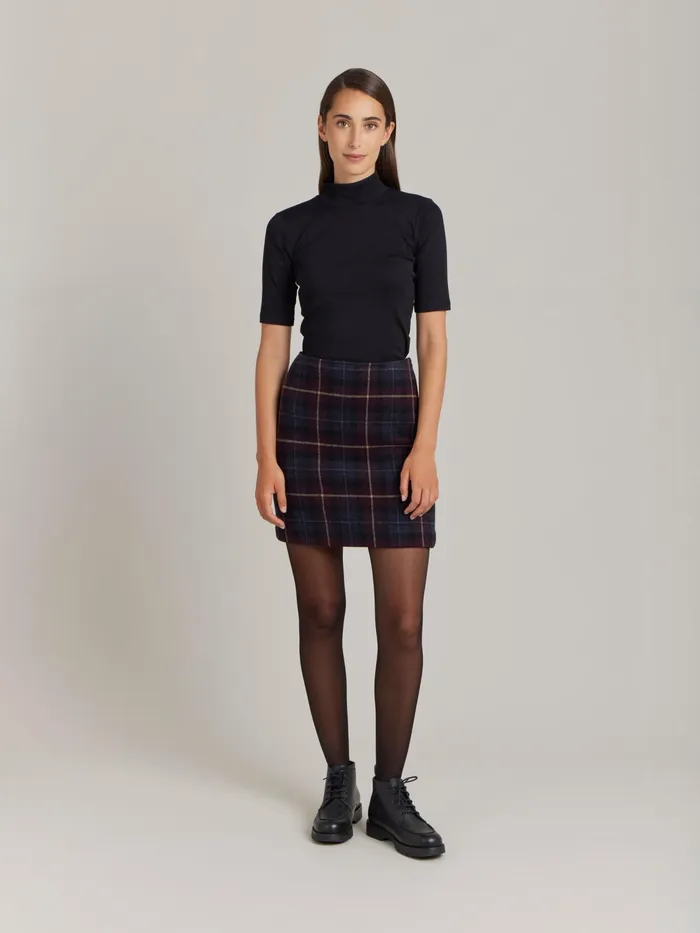 Women Agns B Skirts and Shorts Black Wool Checked Erin Skirt
