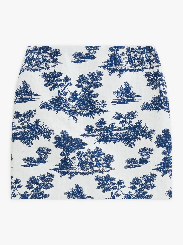 Women Agns B Skirts and Shorts Blue Jacquard Woven Cotton Erin Skirt