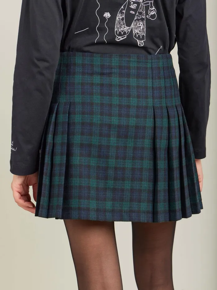 Women Agns B Skirts and Shorts Green Wool Checked Diane Kilt