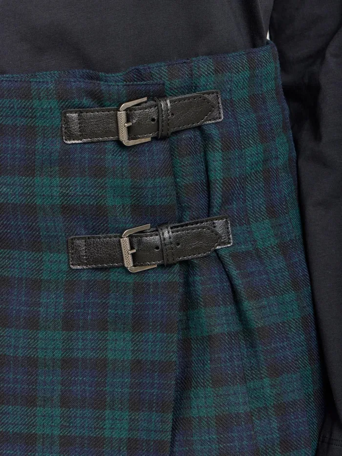 Women Agns B Skirts and Shorts Green Wool Checked Diane Kilt
