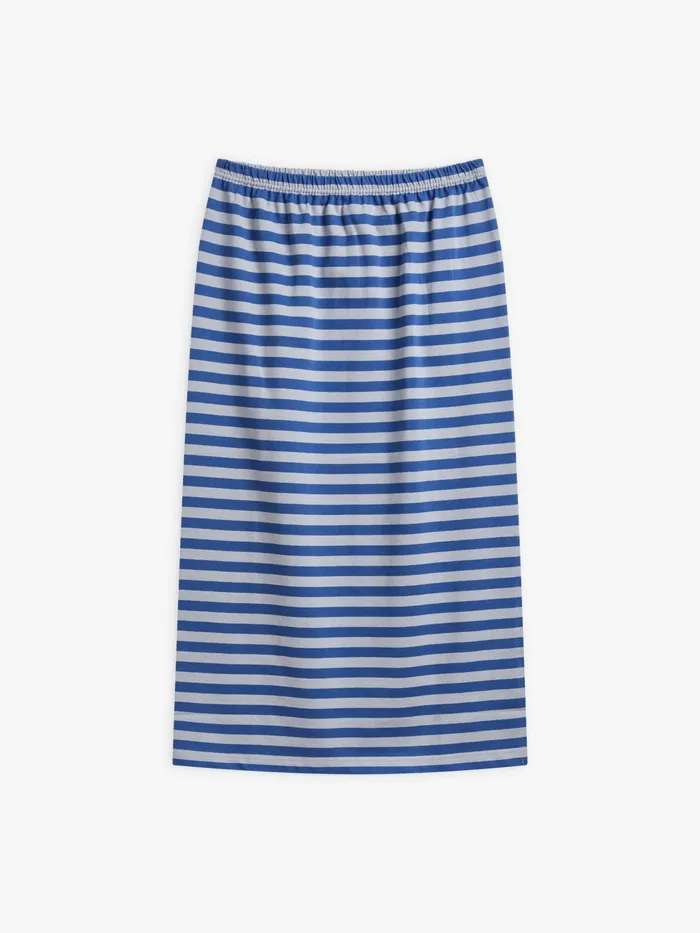 Women Agns B Skirts and Shorts Grey And Blue Cotton 1221512 Striped Slit Tuyau Skirt