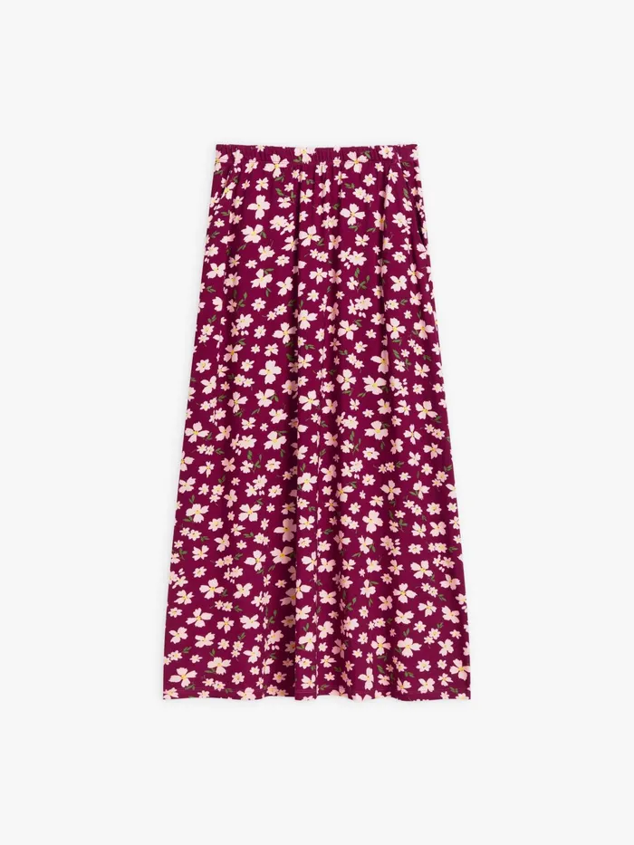 Women Agns B Skirts and Shorts Red Flower Print Widen Skirt