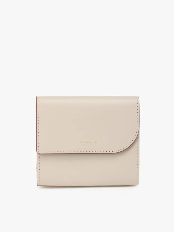 Women Agns B Small Leather Goods Beige Leather Wallet With Flap