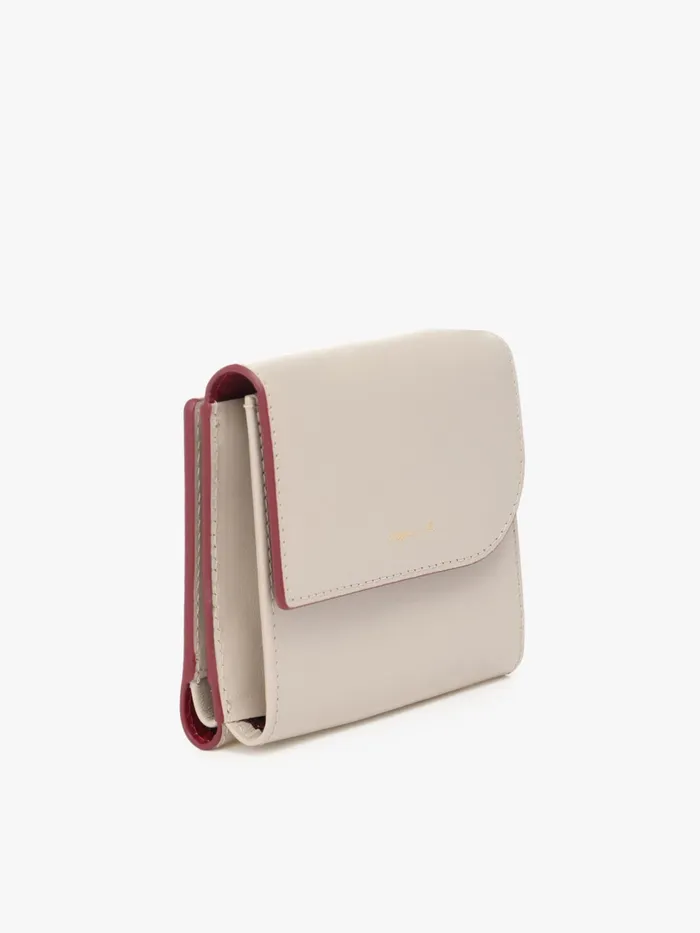 Women Agns B Small Leather Goods Beige Leather Wallet With Flap