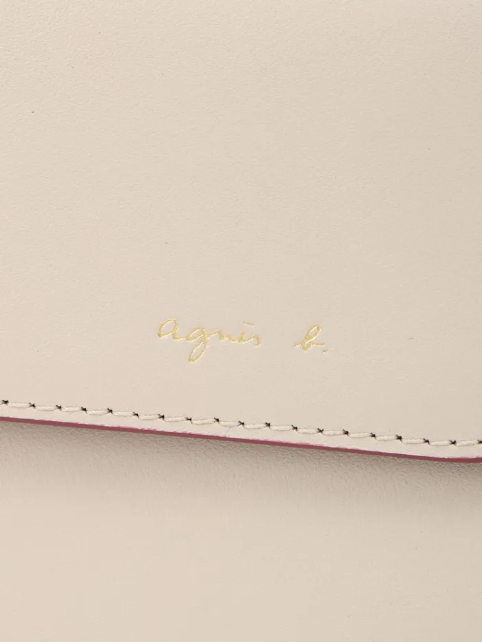 Women Agns B Small Leather Goods Beige Leather Wallet With Flap