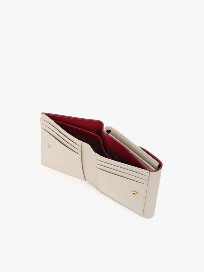 Women Agns B Small Leather Goods Beige Leather Wallet With Flap