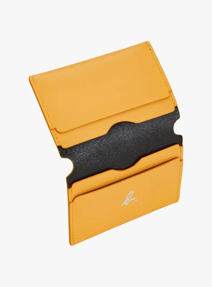 Women Agns B Small Leather Goods Black And Yellow Leather Cardholder