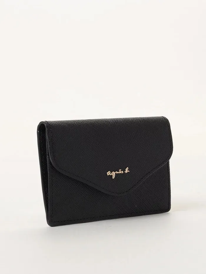 Women Agns B Small Leather Goods Black Leather Card Case