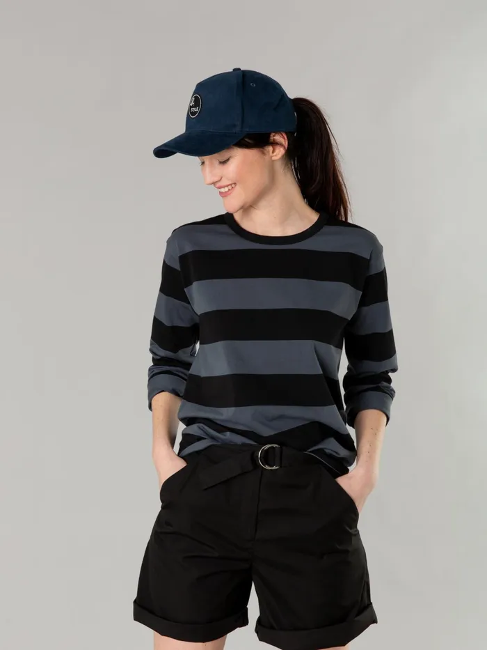 Women Agns B Tshirts and Tank Tops Black And Anthracite Cool Tshirt With Wide Stripes