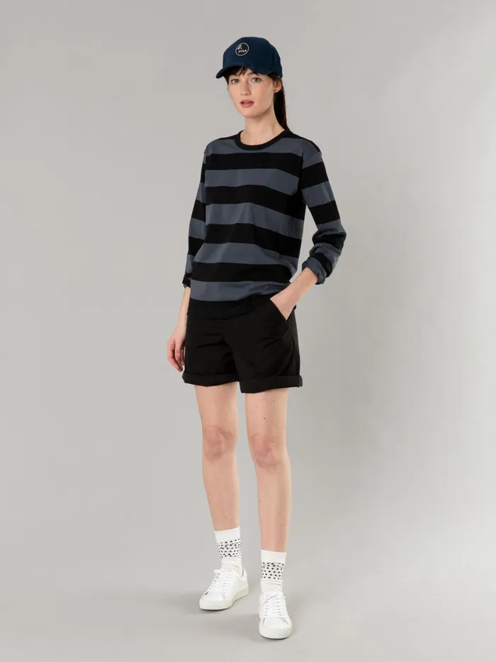 Women Agns B Tshirts and Tank Tops Black And Anthracite Cool Tshirt With Wide Stripes