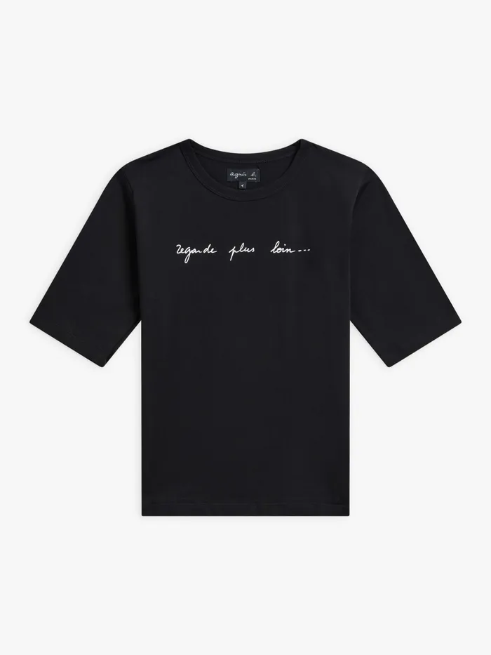 Women Agns B Tshirts and Tank Tops Black Cotton 034regarde Plus Loin 8230034 Screenprinted Brando Tshirt