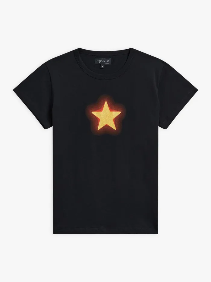 Women Agns B Tshirts and Tank Tops Black Cotton Etoile Neon Screenprint Brando Tshirt Women Agns B Tshirts and Tank Tops Black Cotton Etoile Neon Screenprint Brando Tshirt