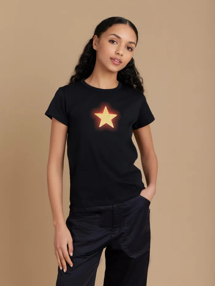 Women Agns B Tshirts and Tank Tops Black Cotton Etoile Neon Screenprint Brando Tshirt