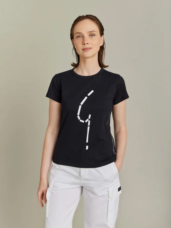 Women Agns B Tshirts and Tank Tops Black Cotton Jersey Screenprinted Brando Tshirt