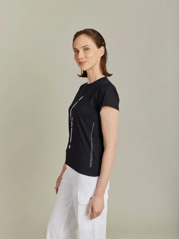 Women Agns B Tshirts and Tank Tops Black Cotton Jersey Screenprinted Brando Tshirt